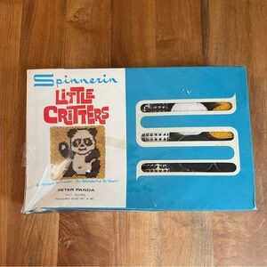 NIB Vintage Spinnerin Yarn Little Critters Peter Panda 9296 Latch Hook Kit 12x12